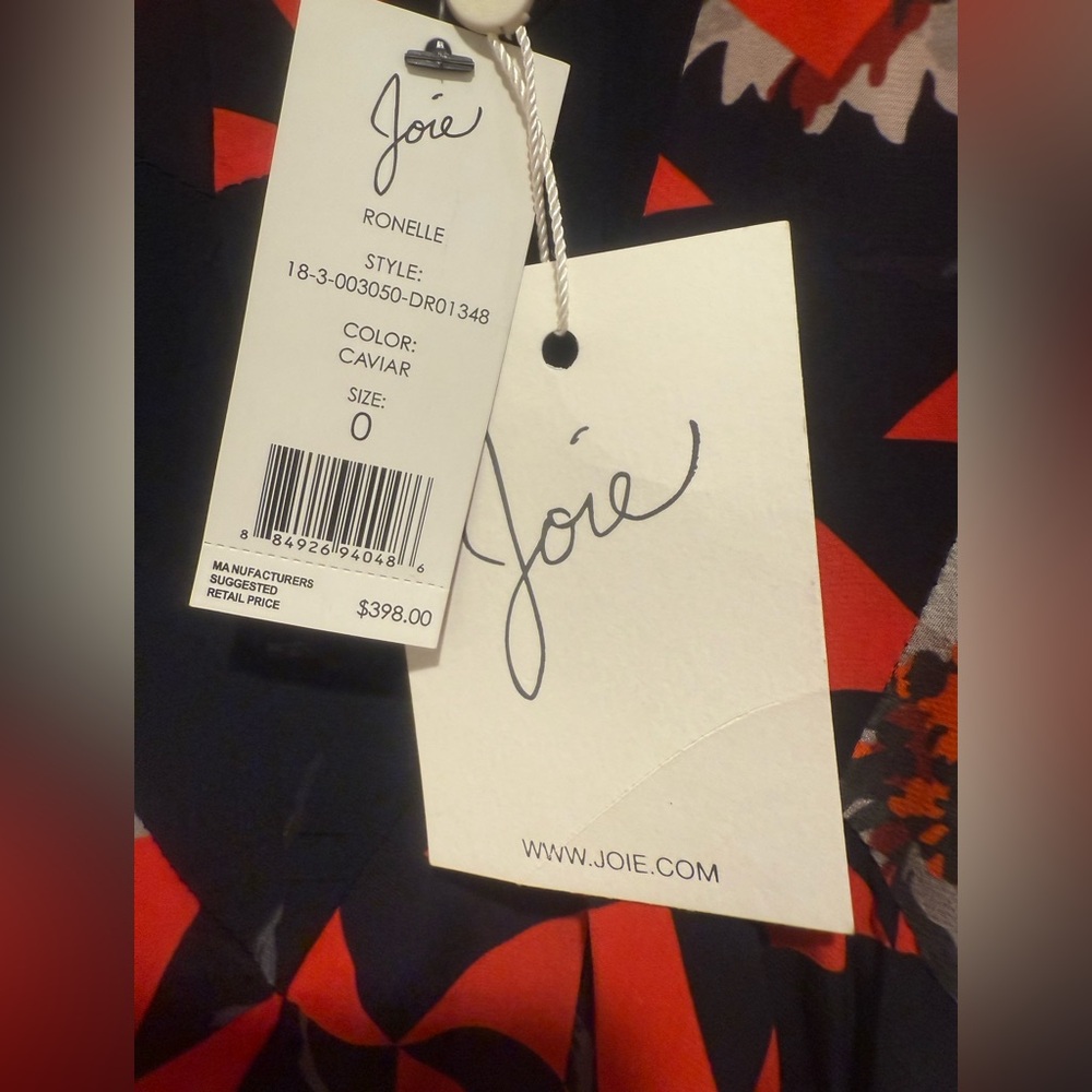 Joie NWT Size 0 Black & Red Spaghetti Strap
 V-Neck Layered Party Dress (0598) - Picture 10 of 13